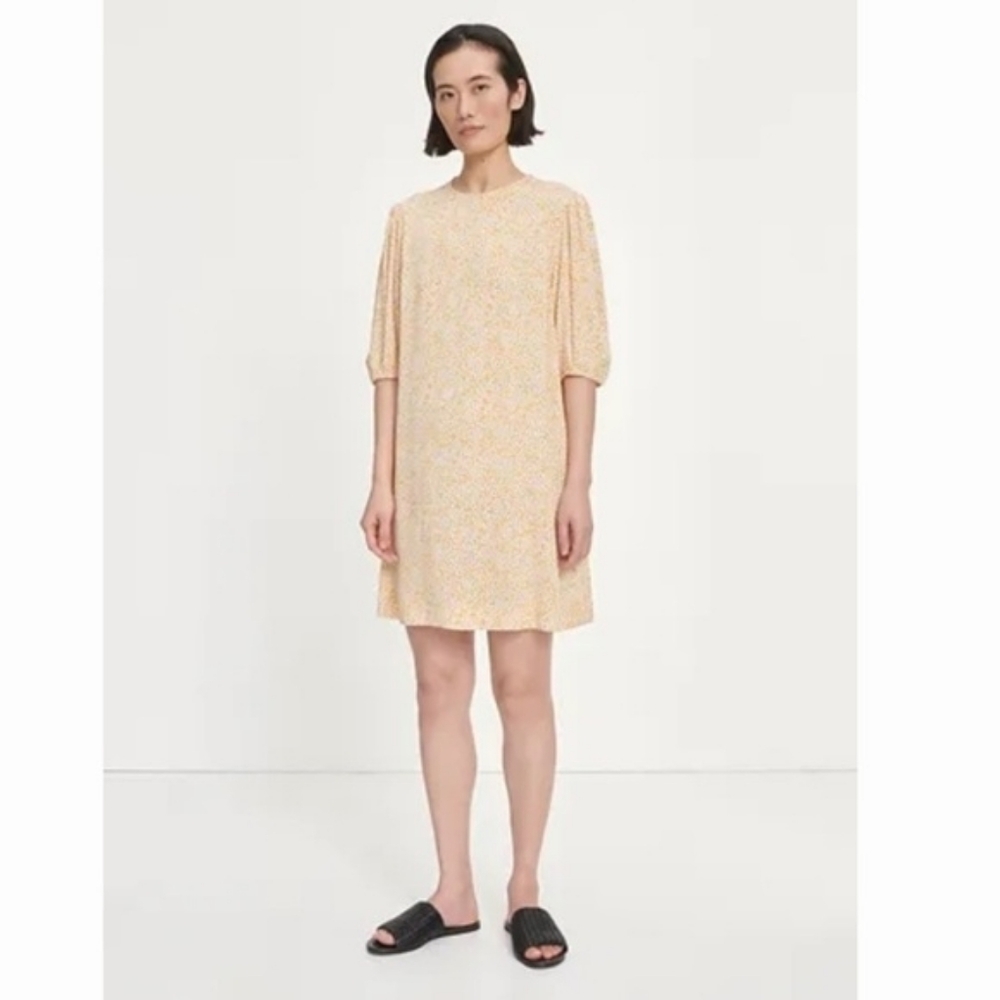 💘 Samsoe Samsoe Yellow Floral Aram Mini Dress Golden Aster Small Shift Dress